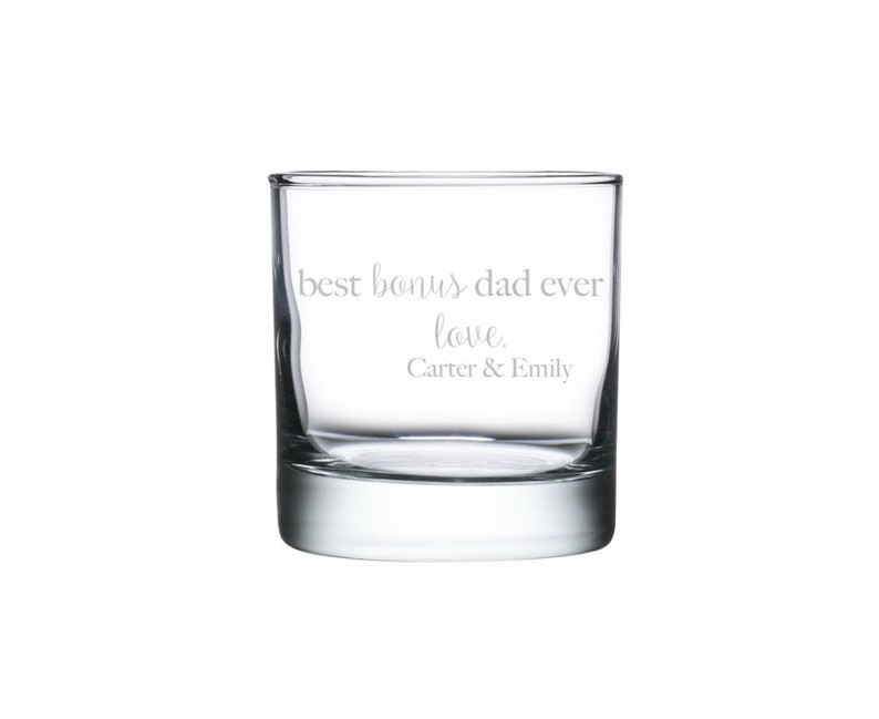 ENGRAVED Best Selling Gift for Stepdad | Stepfather | Personalized Whiskey Glass | Best Bonus Dad Ever Rocks | Step Dad | Dishwasher 