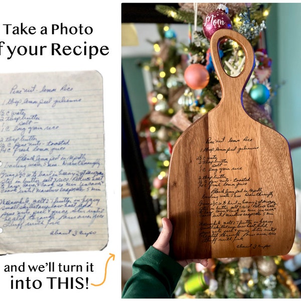 ENGRAVED Custom Handwritten Recipe Cutting Board | Grandma's Handwriting Charcuterie | Personalized Family Heirloom Gift | Nana Christmas