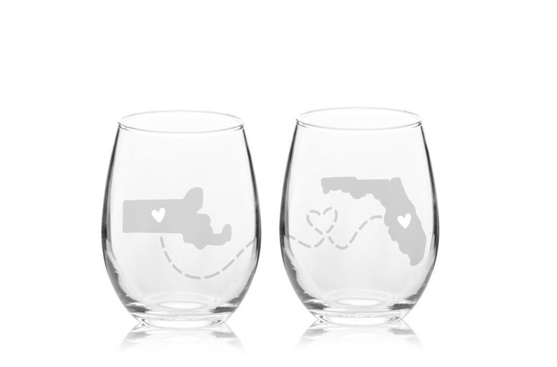 SET OF 2 Long Distance Wine Glass Goodbye Gift image 0