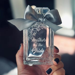 Custom Engraved Wedding Gift Mother Of The Bride And Groom Perfume Bottle | Personalized Date Keepsake | Bridal Party Idea | Empty Elegant