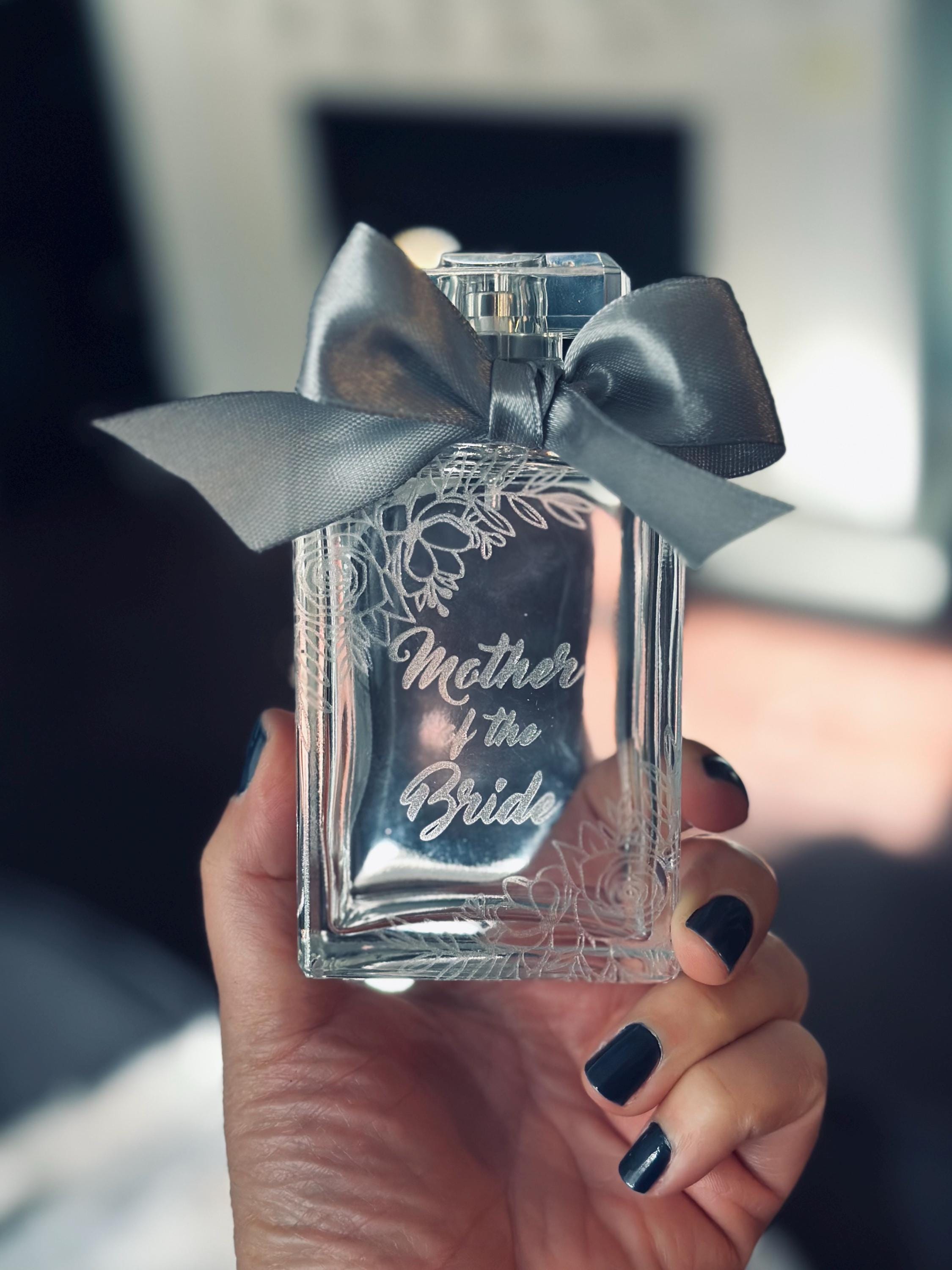 Custom Engraved Wedding Gift Mother Of The Bride And Groom Perfume Bottle | Personalized Date Keepsake | Bridal Party Idea | Empty Elegant