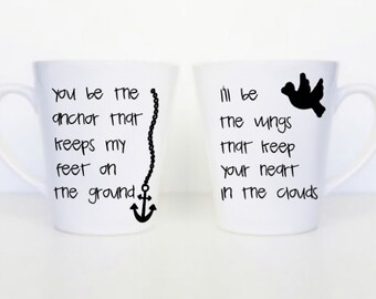 Set of 2 Anchor and Wings Couples Mugs