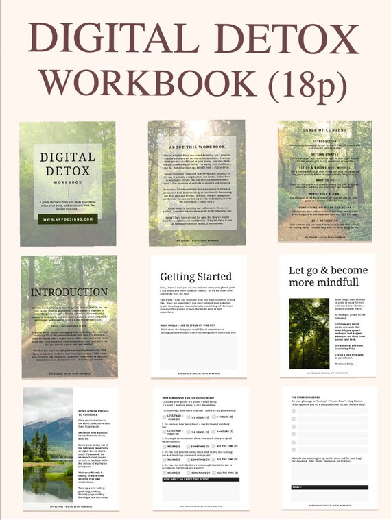 Digital Detox Worksheets | Self Love Workbook | Life Resources Download | Mental Health Journal | Daily Check-In | Mental Wellness Therapy