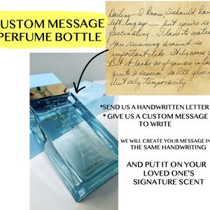 Frasco de perfume personalizado grabado / Crea tu propio mensaje con letra manuscrita / Carta manuscrita / Regalo de duelo / Regalo de boda