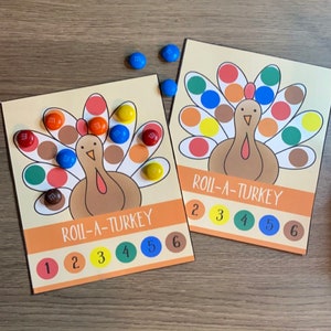 Thanksgiving Kids Table Game | Roll A Turkey | PRINTABLE Game for Kids | Kids Activity for Thanksgiving | Easy to Print from Home | Party