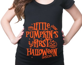 Halloween Costume Pregnancy T-Shirt Funny Maternity Top Halloween Pumpkin Tee Shirt