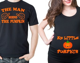 Halloween Couple Pregnancy Matching T-Shirts My Little Pumpkin Funny Halloween Couple Costumes Tee Shirts