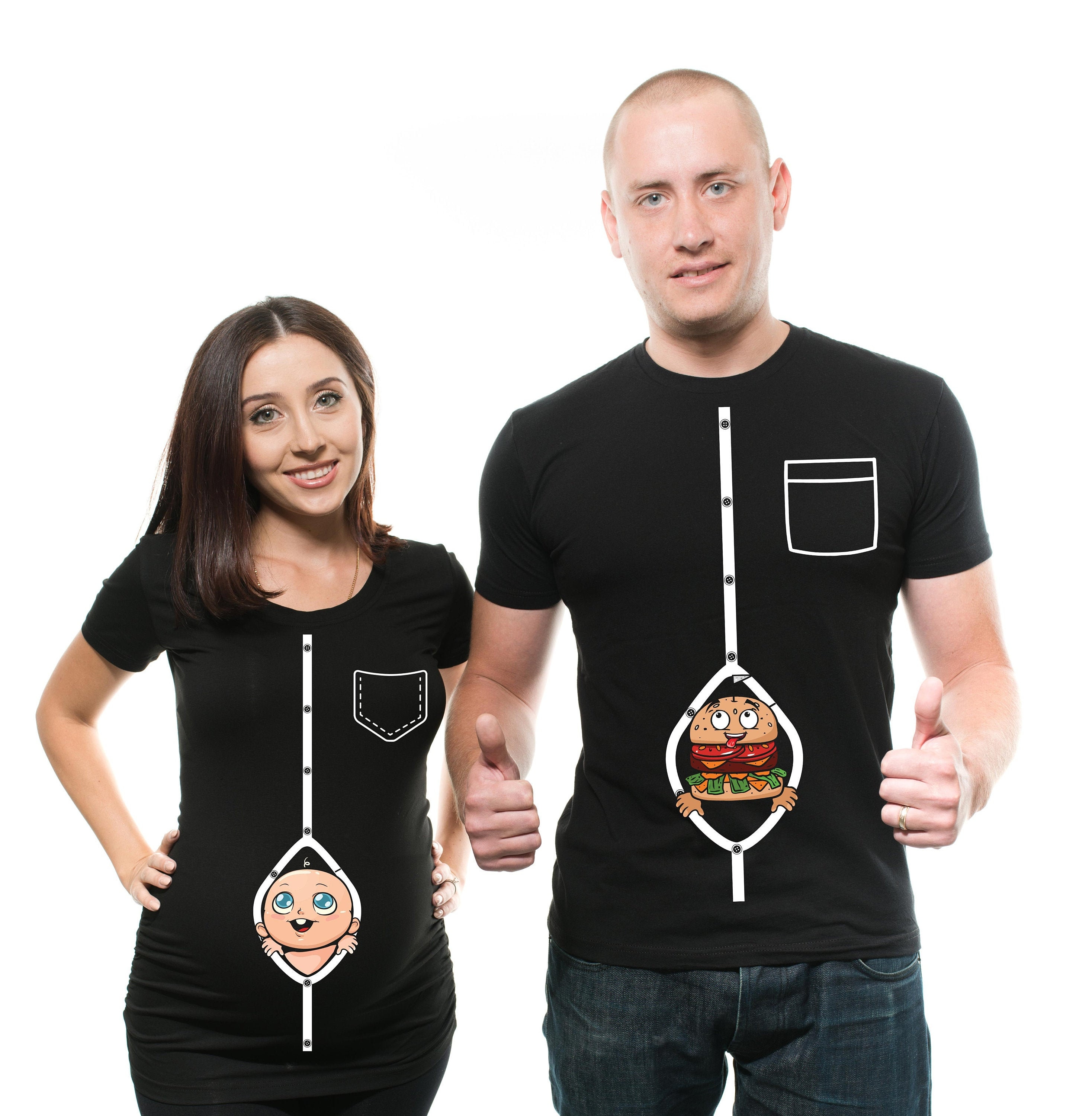 Couple Maternity Pregnancy T-shirts Funny Burger Peeking Baby - Etsy Couple Maternity Pregnancy T-shirts Funny Burger Peeking Baby - Etsy