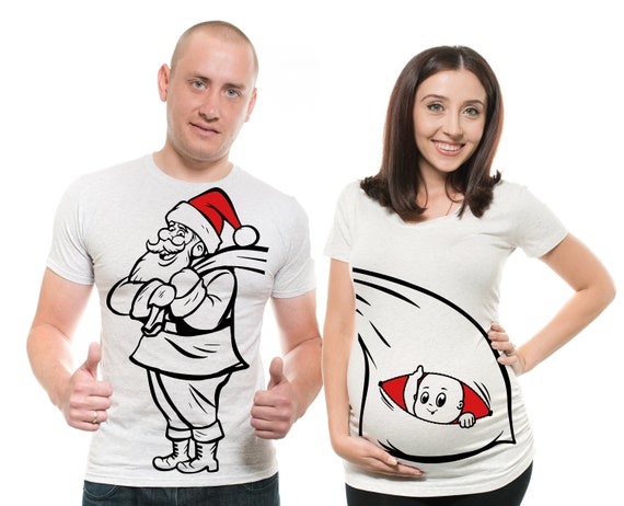 Couple Matching T-Shirts Pregnancy Top Maternity Christmas