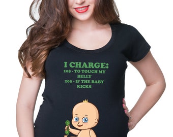 Pregnancy T-Shirt Funny Maternity Top Birth Announcement Baby Announcement Maternity Top