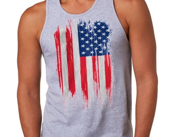 USA Distress American Flag Tank Top Independence Day Freedom Patriot Top