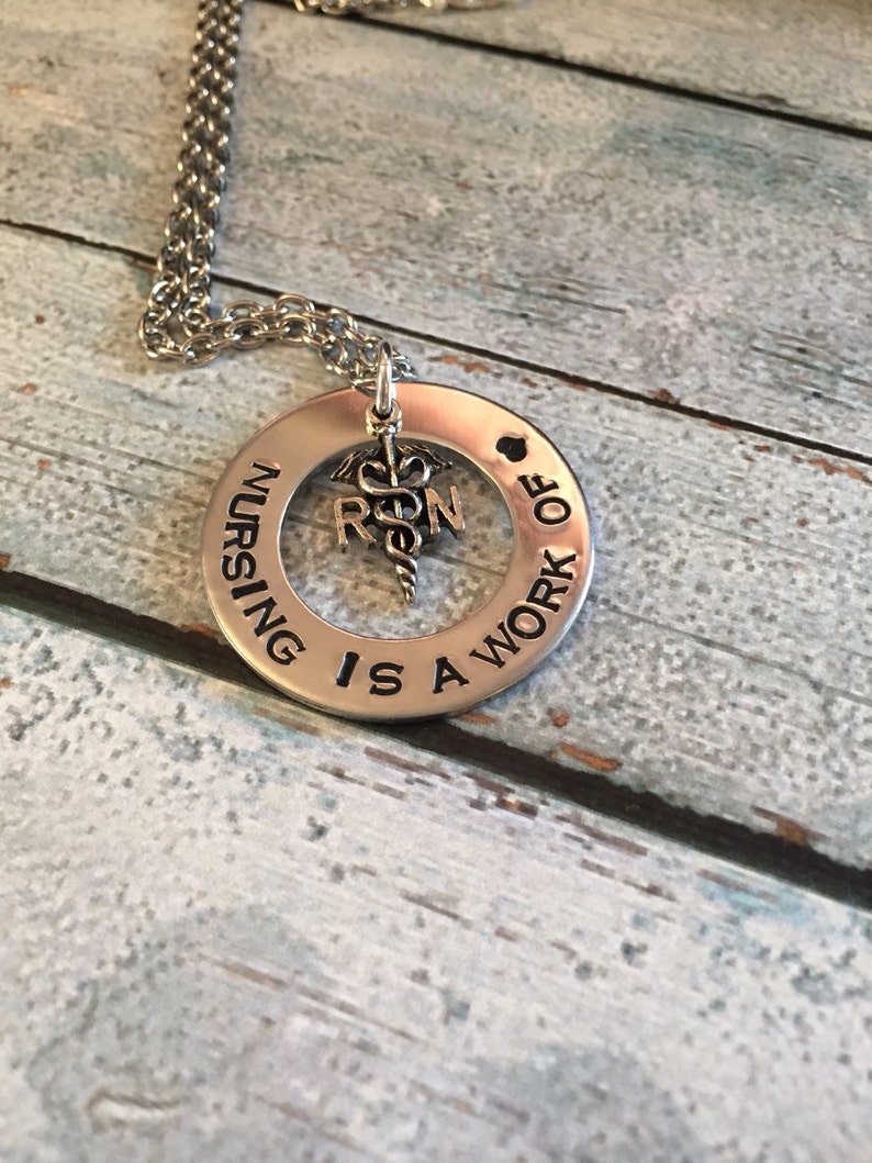 Nursing present NURSE Nursing gift Gift for a nurse Hand Stamped Necklace Custom necklace Nursing necklace Nursing keychain