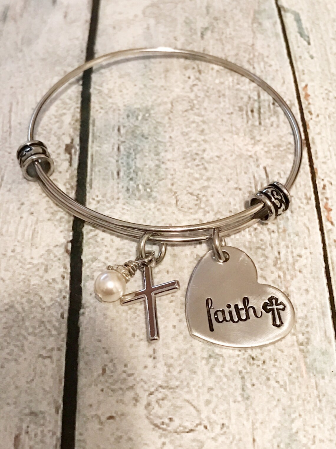 Faith Bracelet Cross Bracelet Hand Stamped Bracelet Etsy