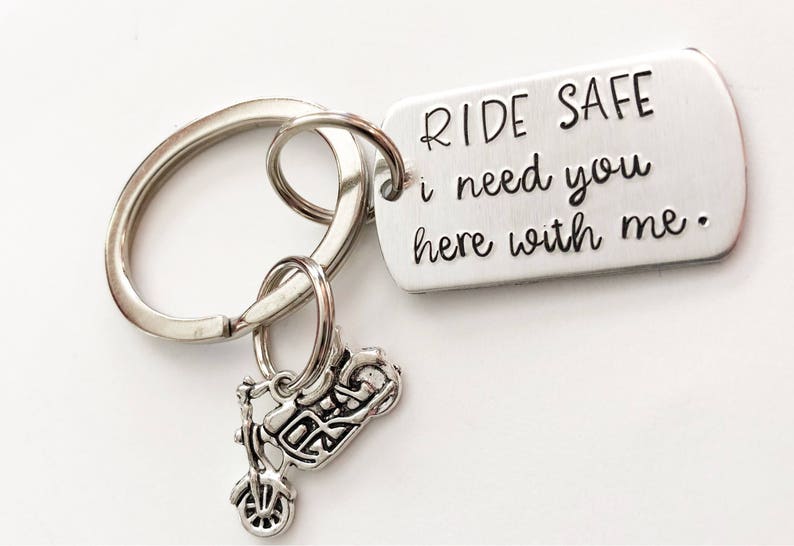 Motorcycle Keychain Ride Safe Gift for Biker Biker Etsy