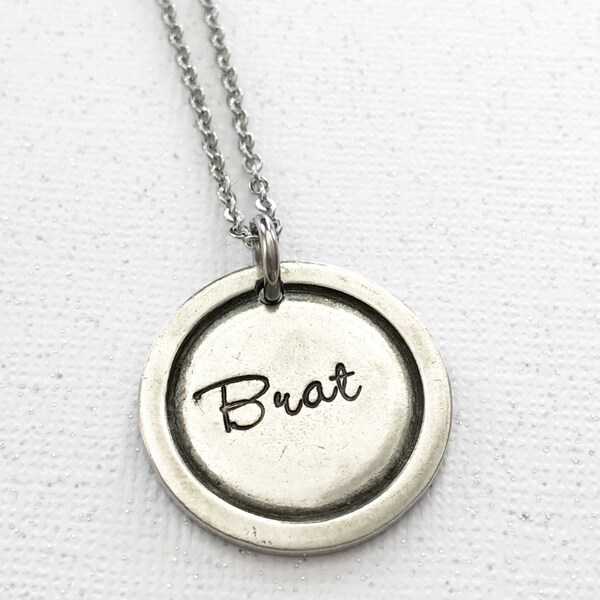 Brat Name Tag Necklaces - Custom Name Necklace For Her, Him, Friends, Family - Stainless Steel - View #5