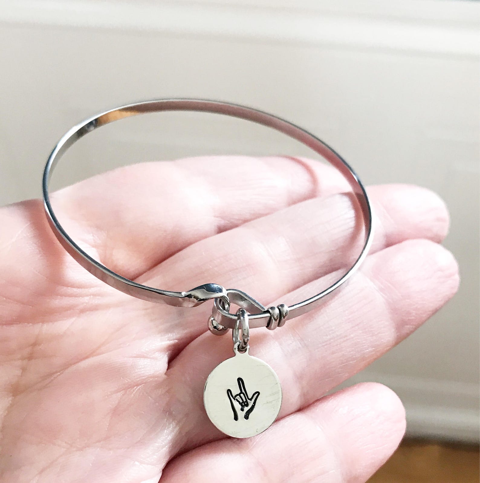 ASL Bracelet Hand Stamped Jewelry Sign Language Jewelry I Etsy