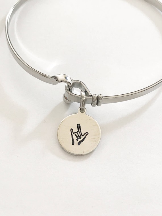 ASL Bracelet Hand Stamped Jewelry Sign Language Jewelry I Etsy