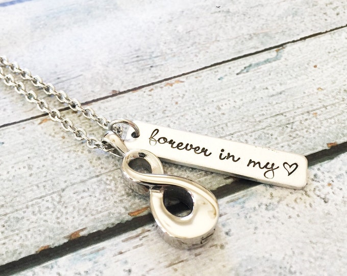 Urn Necklace Hand Stamped Necklace Loss Necklace Cremation Jewelry Memorial Necklace Infinity ...