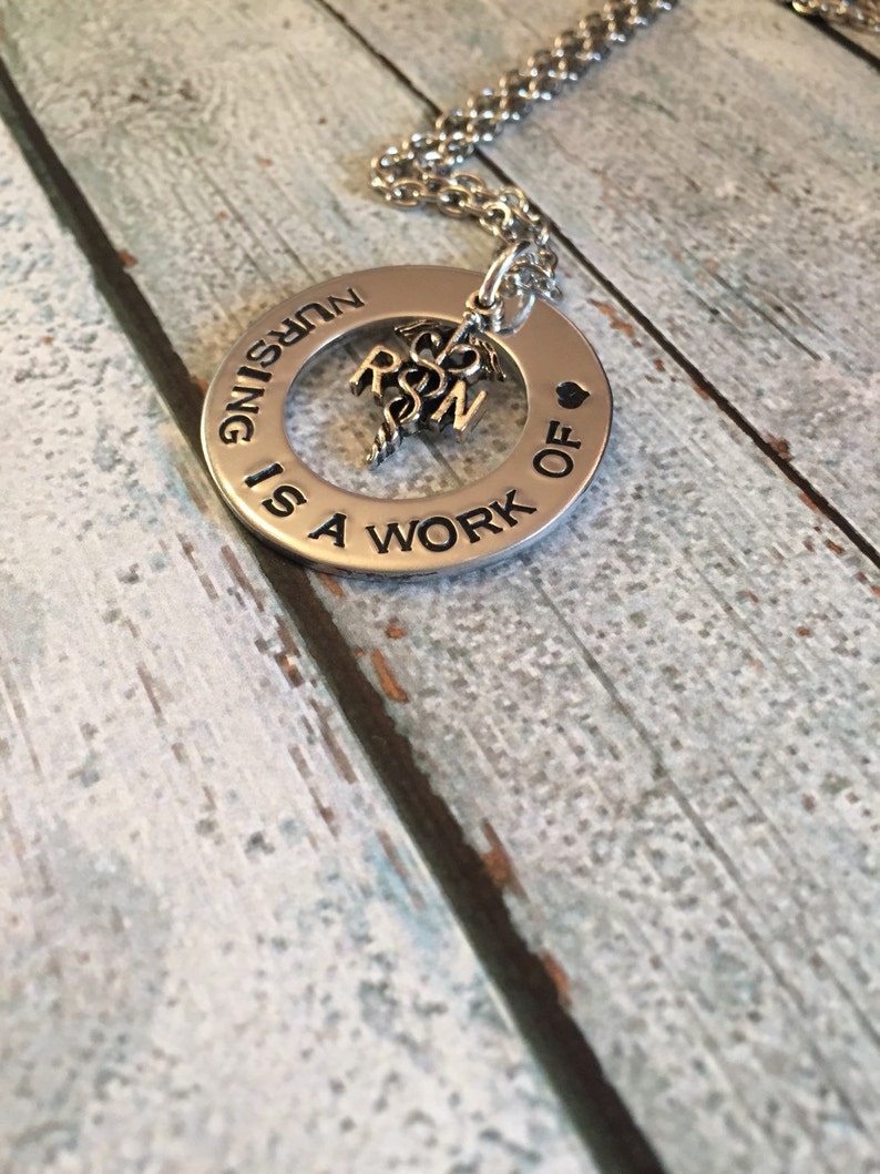 Nursing present NURSE Nursing gift Gift for a nurse Hand Stamped Necklace Custom necklace Nursing necklace Nursing keychain