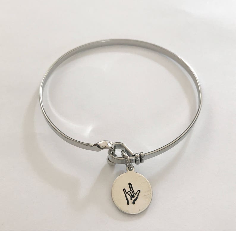 ASL Bracelet Hand Stamped Jewelry Sign Language Jewelry I Etsy