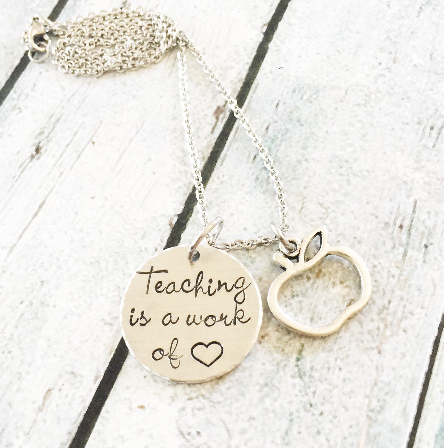 Moonstone Creations Teachers Necklace Hand Stamped Teachers Gift