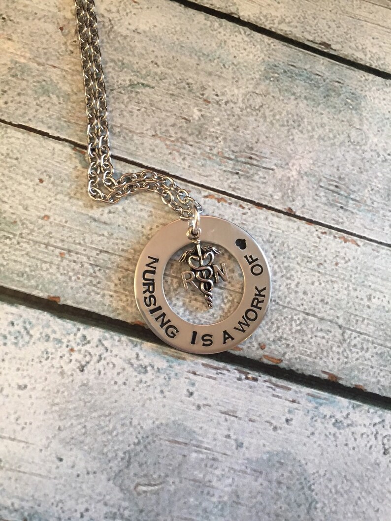 Nursing present NURSE Nursing gift Gift for a nurse Hand Stamped Necklace Custom necklace Nursing necklace Nursing keychain