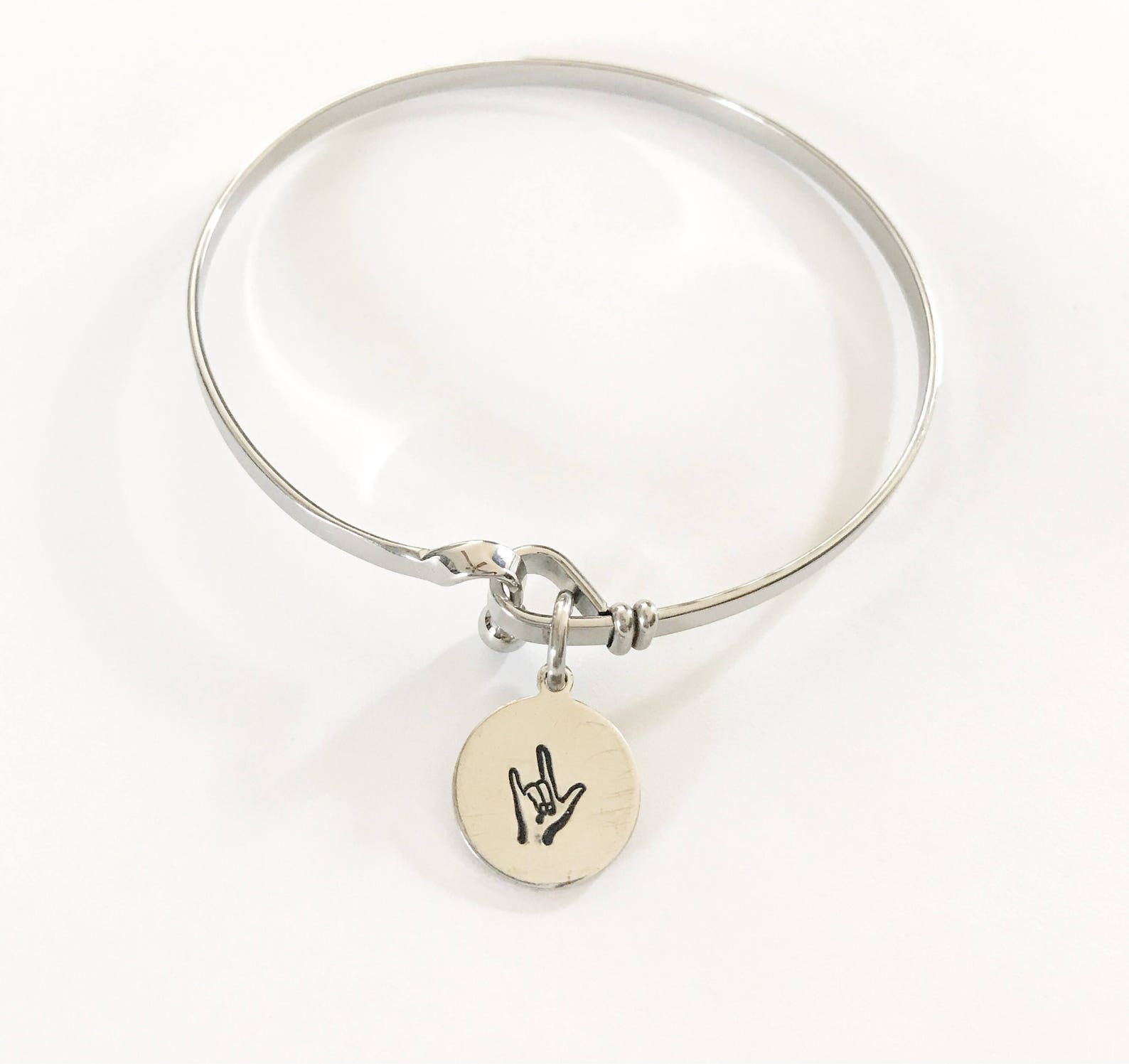 ASL Bracelet Hand Stamped Jewelry Sign Language Jewelry I Etsy