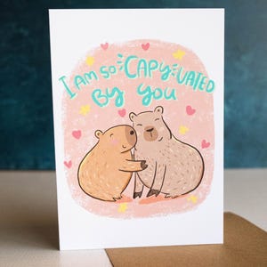I Am So CAPY-vated By You Capybara Valentine’s Day Greeting Card | Cute & Funny Animal Love Card | Quirky Valentine&#39;s Day Card