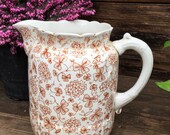 Antique Transferware Pitcher Clover Shamrock Pattern Farmhouse Décor Vintage