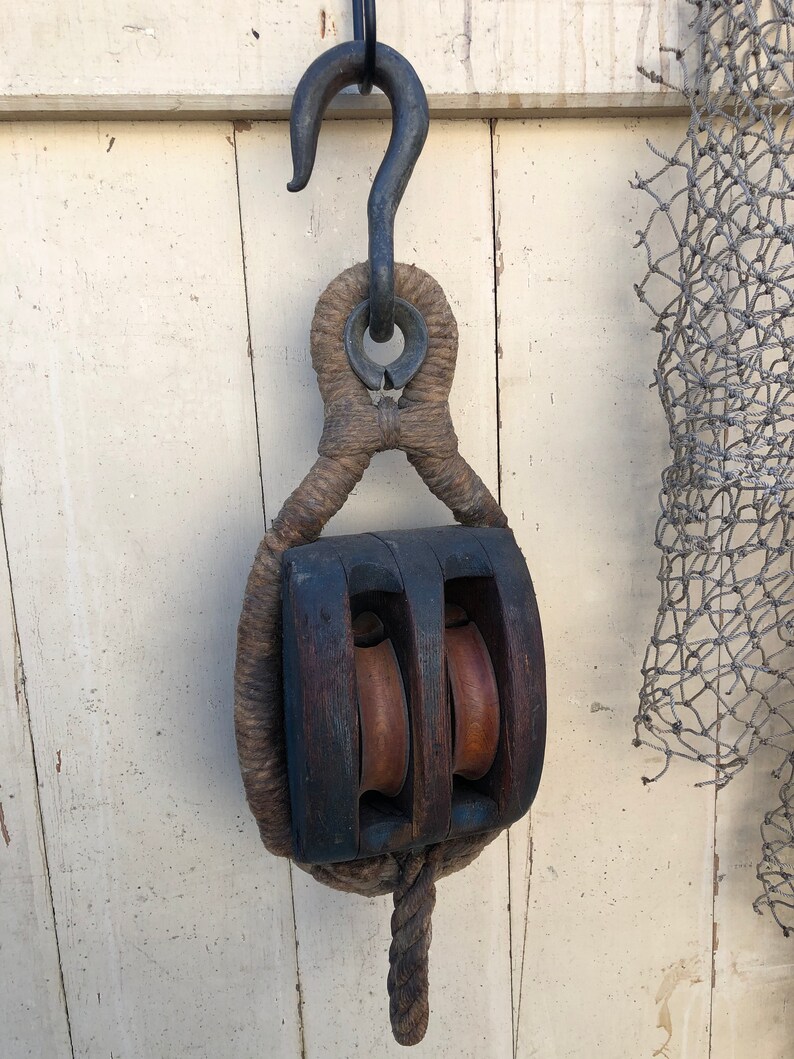 Pulley Block and Tackle Antique Vintage Nautical Farmhouse | Etsy