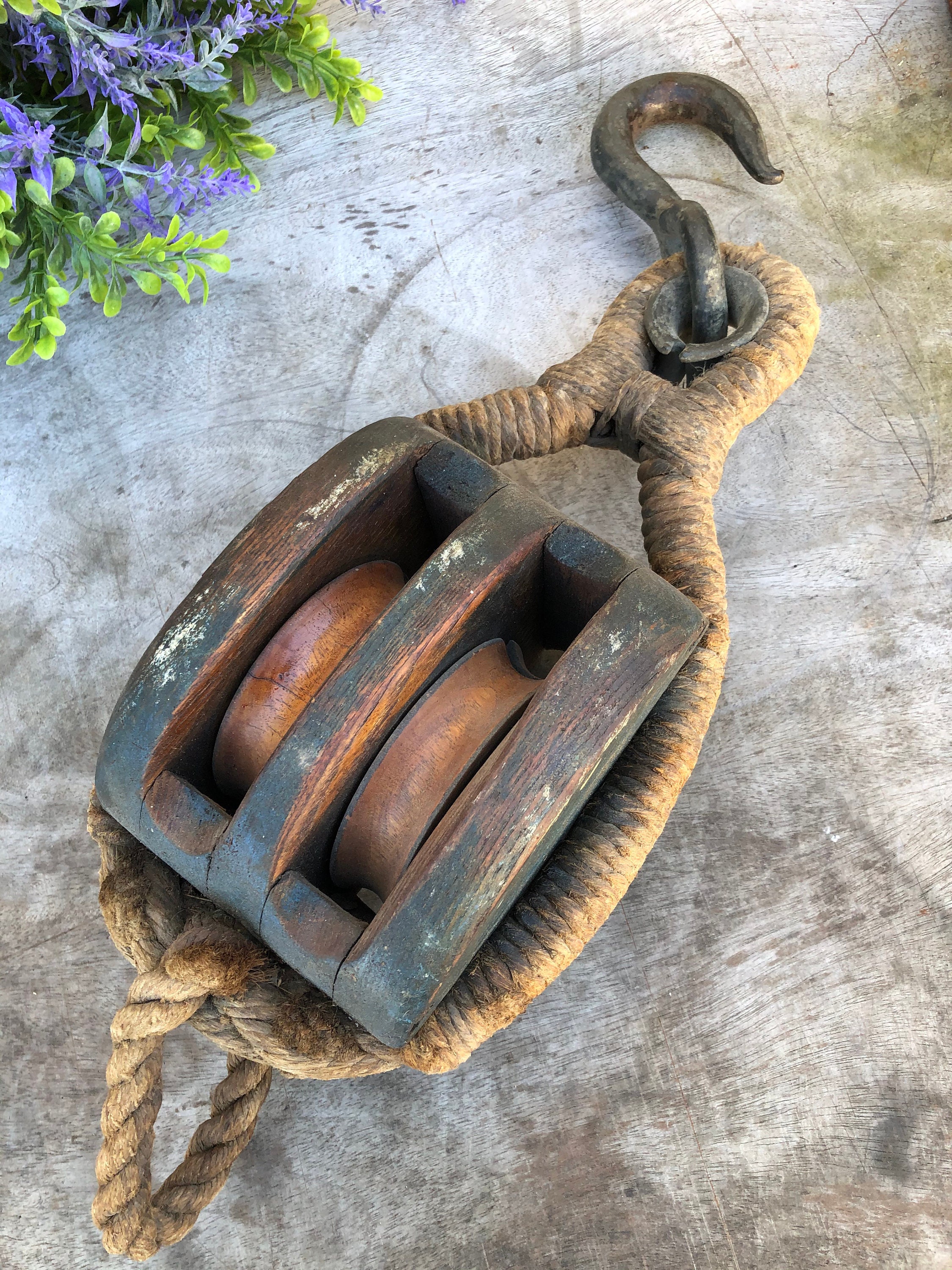 Pulley Block and Tackle Antique Vintage Nautical Farmhouse | Etsy