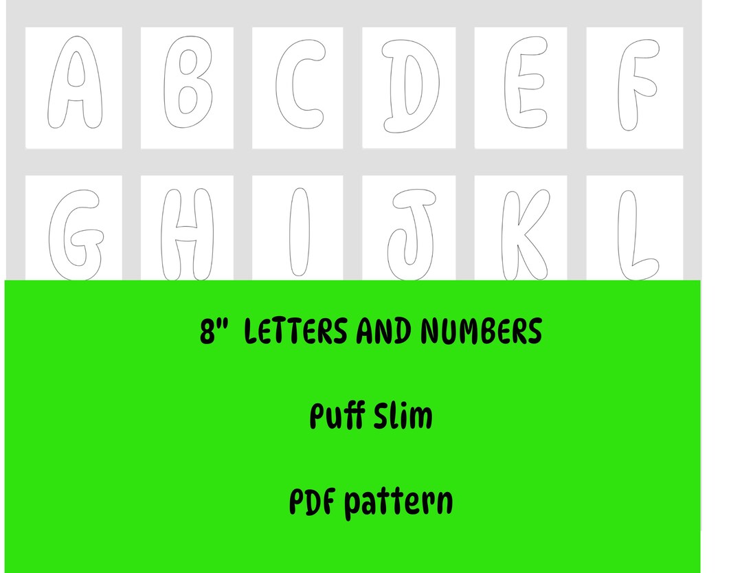 8” Letter Number Printable Pattern PDF Digital Download: Puff Slim ...