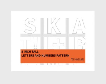 Fet alfabet PDF-mönster 8" bokstäver siffror direkt nedladdning