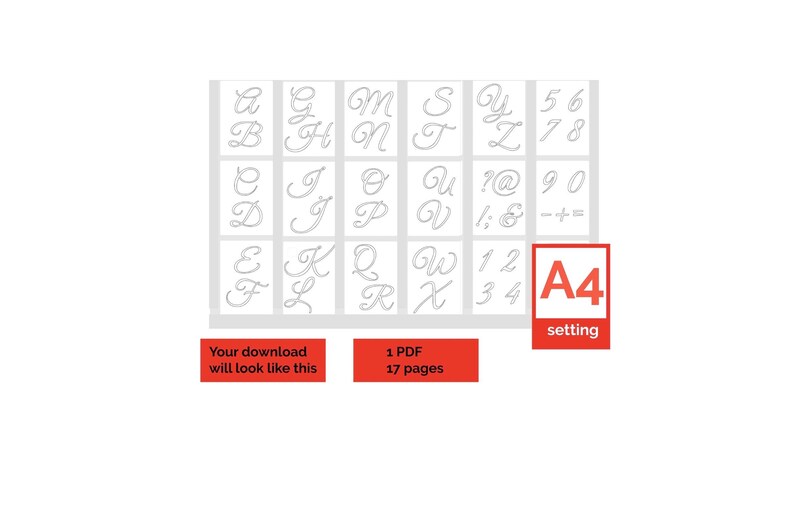 4” Letter Number PDF Pattern Handwriting Style Appliqué Quilting ...
