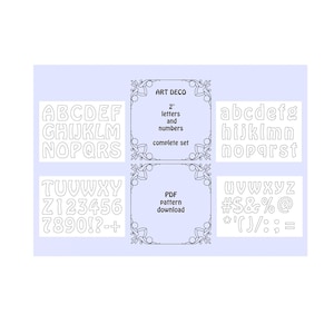 Plantillas de letras Art Déco, patrón PDF de 2" en mayúsculas y minúsculas