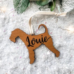 Airedale Custom Ornament - Airedale Wood Christmas Ornament - Personalized Airedale Ornament - Airedale Terrier Custom Name Ornament