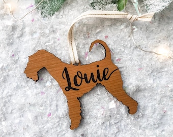 Airedale Custom Ornament - Airedale Wood Christmas Ornament - Personalized Airedale Ornament - Airedale Terrier Custom Name Ornament