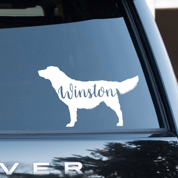 Golden Retriever Vinyl Decal with custom name