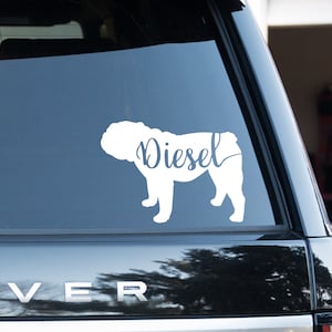 Custom English Bulldog Vinyl Decal with name