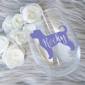 Labradoodle / Goldendoodle Custom Name Stemless Wine Glass