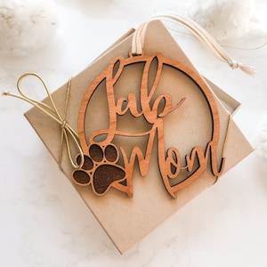 Lab Mom Christmas Ornament - Labrador Retriever Mom Wood Ornament - Labrador Mom with Paw Ornament - Lab Momma - Black Lab Mom Ornament