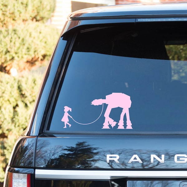 Little girl walking AT-AT vinyl decal