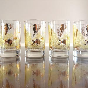 Bartlett Collins Under The Sea 22 Karat Gold Embossed Juice Glasses (Set of 4) 1950s