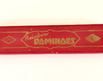 Halsam Products Black Angel Dominoes, No 670, with Original Red Box and Game Instructions