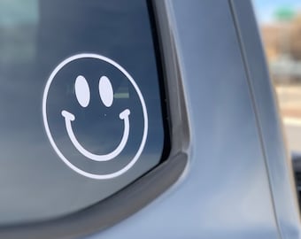 Sticker voiture smiley, sticker voiture heureuse, sticker sourire, sticker voiture classique