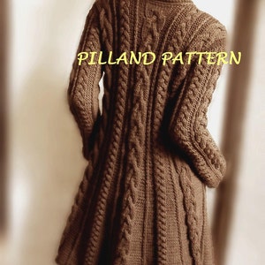 Sweater Coat knitting pattern PDF Cable knit A line coat, Instant Download pattern in ENGLISH ONLY image 1