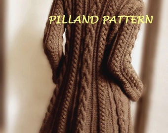 Cable Knit Coat Sweater Knitting Pattern Aran knit coat pattern PDF knit Pattern Instant Download pattern in ENGLISH ONLY