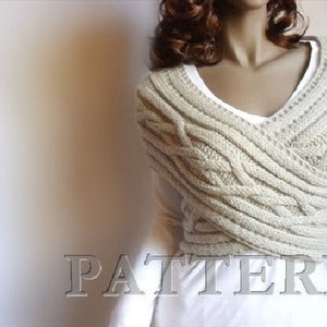 Cable knit Sweater Vest Cowl PDF pattern Crossed scarf sweater knitting Pattern  in ENGLISH ONLY