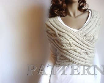 Cable knit Sweater Vest Cowl PDF pattern Crossed scarf sweater knitting Pattern  in ENGLISH ONLY