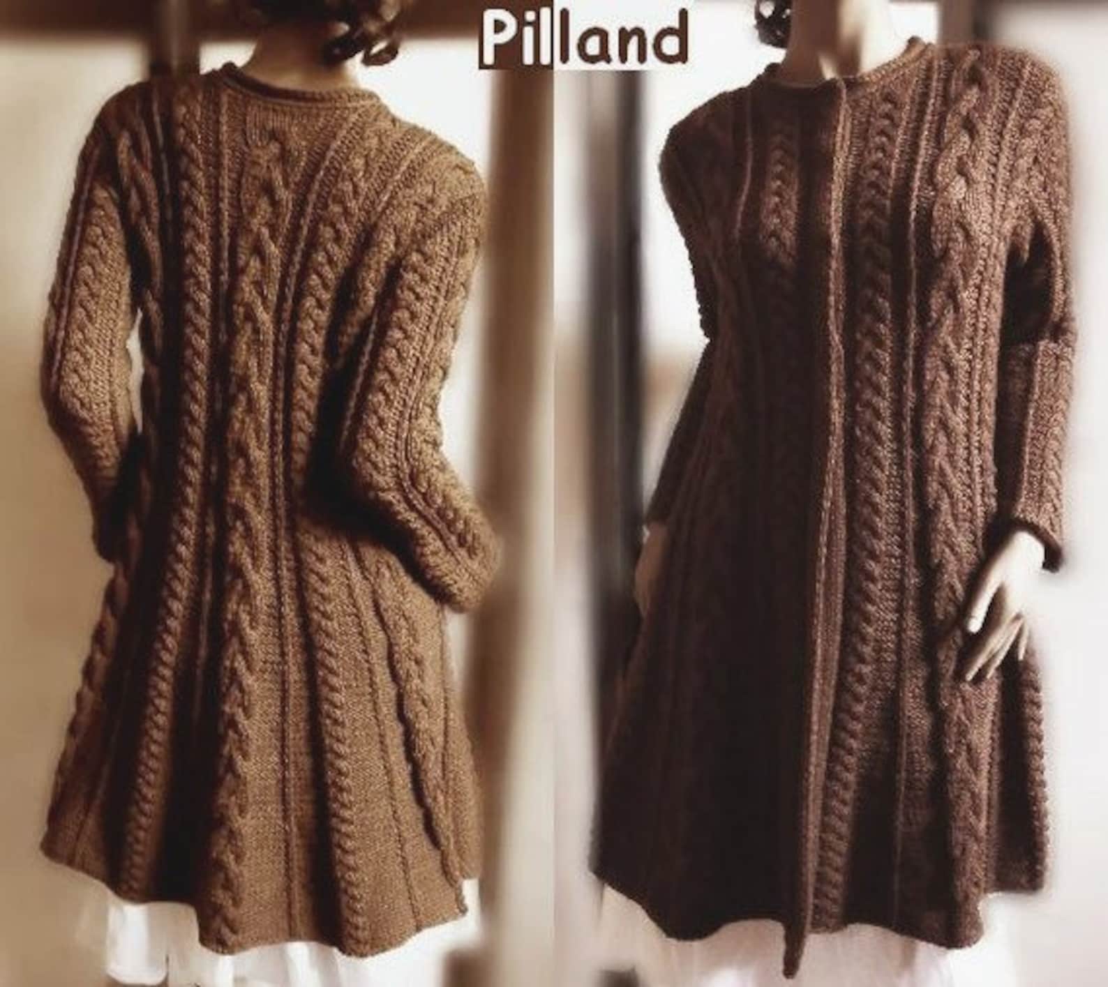 Sweater Coat Knitting Pattern PDF Cable Knit A Line Coat, Instant